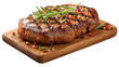 © 3D Demo Stock - grilled beef steak on wooden board isolated on white background, HD realistic