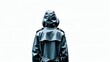 © FairValue Stock - portrait of person in raincoat standing back view isolated on white seamless backdrop