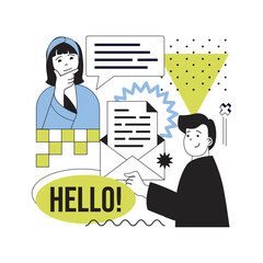 Wall Mural - lets talk concept for modern web design. people communicating online, sending emails, digital letter