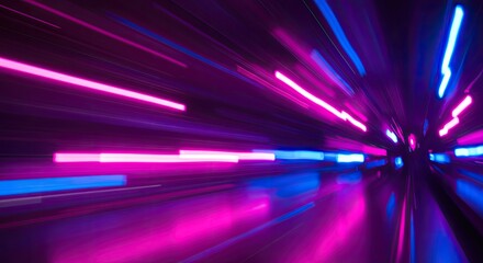 Wall Mural - Dynamic Neon Streaks: Abstract Motion Blur with Vibrant Pink and Blue Lights