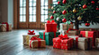© janzwolinski - Christmas gifts lying under decorated christmas tree with fairy lights