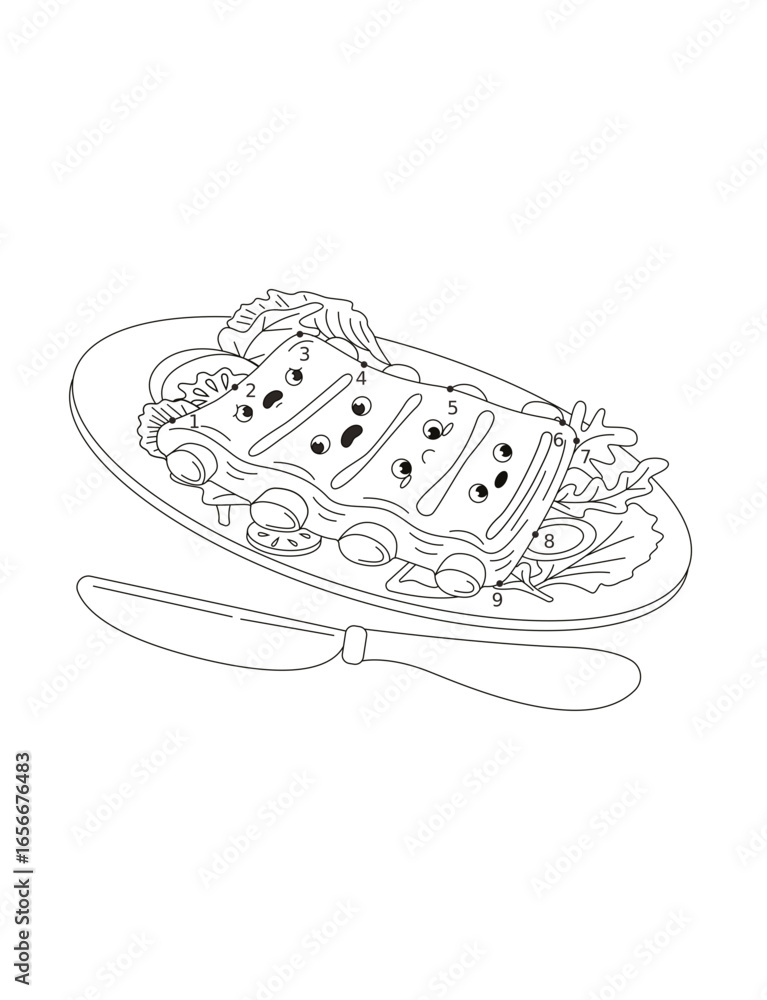 Image vectorielle Stock Cute Cartoon Spare Ribs Connect the Dots ...