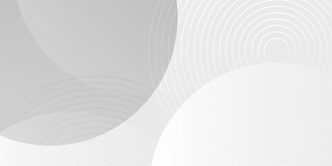 Poster - White geometric abstract background overlap layer on bright space with lines effect decoration. Modern graphic design element circles style concept for banner. Eps 10