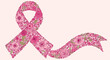 © Panuluh - Colorful Floral Awareness Ribbon Illustration Emphasizing Breast Cancer Awareness with Intricate Pink Floral Designs for Health Campaigns, Fundraising Events, and Support Merchandise