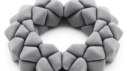 Abstract composition of gray geometric forms arranged in a circular pattern for presentations