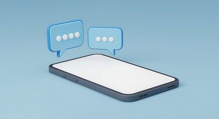 Smartphone with blank screen and chat bubbles represents communication and mobile technology in a digital world for connectivity and modern lifestyle