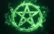 © li - Mystical pentagram ritual with vibrant green energy and swirling effects for fantasy storytelling and design. High quality