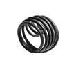 © Triple - Black, coiled, ring-shaped object.  Tightly wound spirals form a sphere-like structure