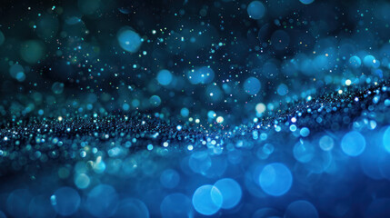 Abstract blue glitter bokeh lights background
