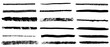 © PawLoveArt - Crayon straight horizontal lines set. Scratchy strokes with rough edges. Hand drawn charcoal pencil lines, squiggles, smears, strikethroughs. Doodle style underline elements. Vector illustration