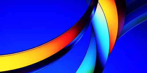 Wall Mural - a vivid abstract background featuring swirling ribbons of color against a deep blue backdrop