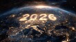 © Zander - Glowing 2026 numbers on planet Earth showing Europe at night