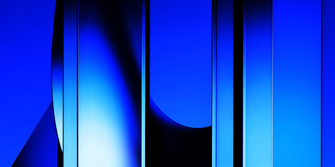 Wall Mural - abstract blue background with vertical lines and curved shapes creating a modern design