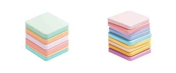 colored stacked objects with smooth and wavy textures 3d