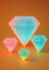 Wall Mural - glowing geometric neon diamonds