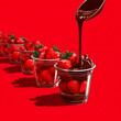 © li ying - Fresh strawberries drenched in rich chocolate, a decadent treat for any occasion