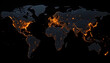 © Papi - World map city lights population density earth continents countries atlas view
