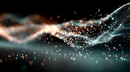 Abstract digital wave of particles. Futuristic point wave. Technology background vector. Vector illustration
