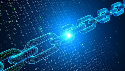 Digital chain and binary code background