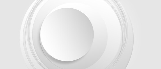 Canvas Print - white grey geometric tech background with glossy circles