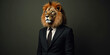 © visualnest - Lion dressed in an elegant and modern suit with a nice tie. Fashion portrait of an anthropomorphic animal, shooted in a charismatic human attitude