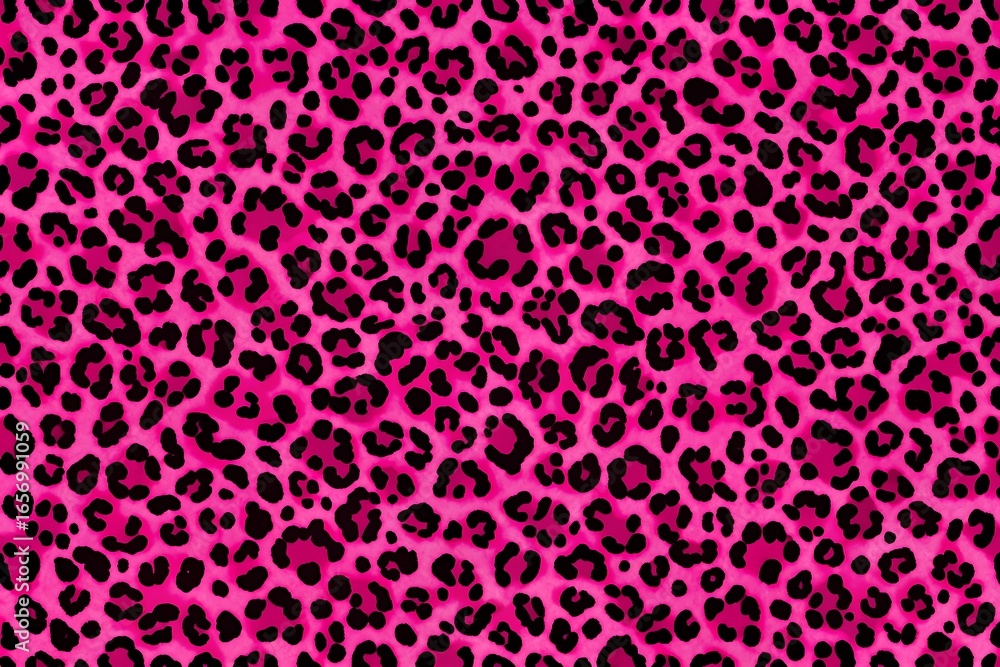 Seamless leopard skin pattern in pink and black for textile design ...