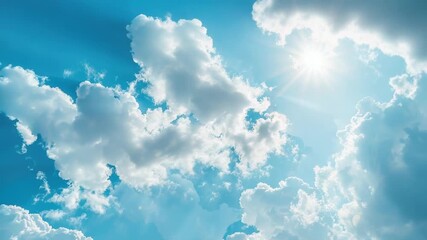 Wall Mural - aircraft cruising through white puffy clouds