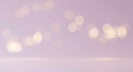 Wall Mural - Soft Bokeh Lights on Lilac Background, Dreamy, Abstract, Minimalist Aesthetic.
