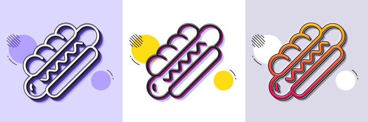 Wall Mural - hotdog line icon. halftone dotted pattern. gradient icon with grain shadow. fast food sign. sausage 