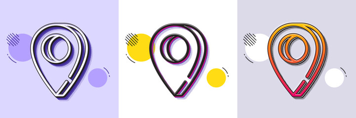 Wall Mural - pin line icon. halftone dotted pattern. gradient icon with grain shadow. map pointer sign. road loca