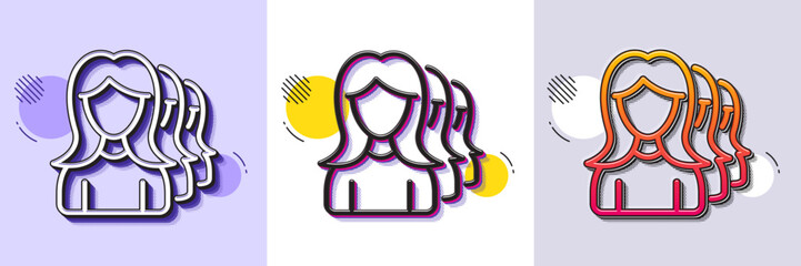 Wall Mural - group of women line icon. halftone dotted pattern. gradient icon with grain shadow. human communicat