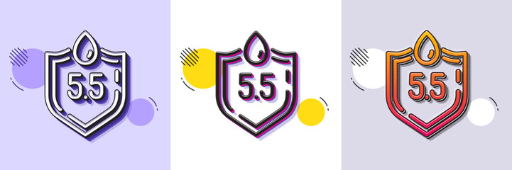 Wall Mural - ph neutral line icon. halftone dotted pattern. gradient icon with grain shadow. clinically tested si