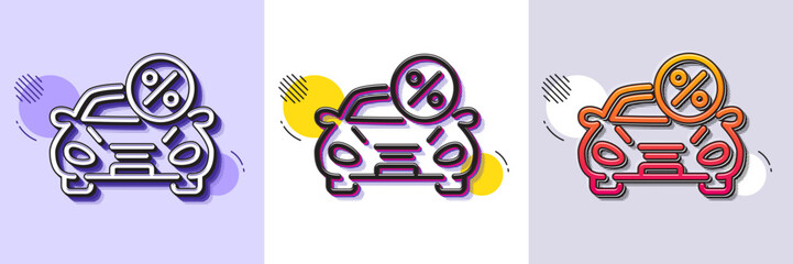 Wall Mural - car leasing percent line icon. halftone dotted pattern. gradient icon with grain shadow. transport l