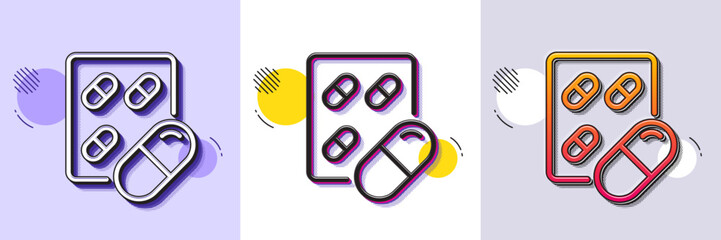 Wall Mural - capsule pill line icon. halftone dotted pattern. gradient icon with grain shadow. medical drugs sign