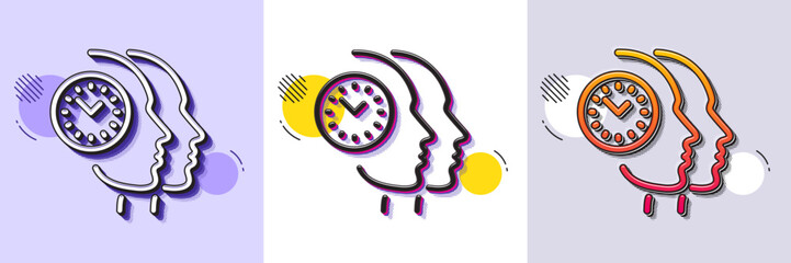 Wall Mural - time management line icon. halftone dotted pattern. gradient icon with grain shadow. clock sign. tea
