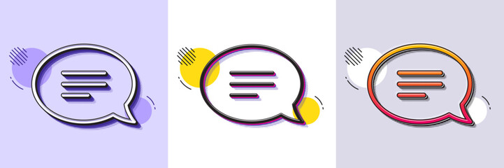 Wall Mural - chat line icon. halftone dotted pattern. gradient icon with grain shadow. speech bubble sign. commun