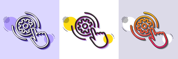 Wall Mural - cogwheel settings line icon. halftone dotted pattern. gradient icon with grain shadow. engineering t