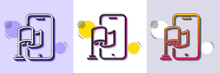 Wall Mural - location app line icon. halftone dotted pattern. gradient icon with grain shadow. goal destination s