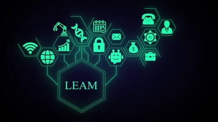 Business, Technology, Internet and network concept. LEAM Education Internet Technology Webinar Online Courses concept. LEAM on Business and Finance Concept .