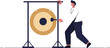 © Cansu - Man Striking Large Gong with Mallet in Minimalist Vector Illustration Showing Sound Impact