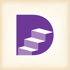 Wall Mural - the image shows a flat logo design of an initial letter d with a staircase in purple color that look