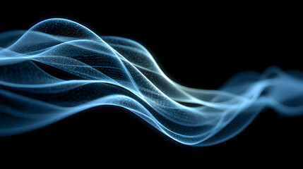 Wall Mural - abstract blue on black background texture. dynamic curves ands blurs pattern. detailed fractal graph
