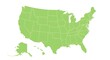 © Satriyo - Green Map of the USA with State Borders on White Background