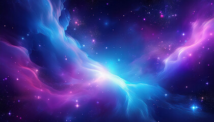 Wall Mural - Abstract nebula background cosmic swirls of purple and blue
