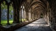© Glenn - Sunlit stone cloister with Gothic arches, leading to a green courtyard