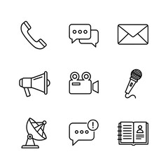 Modern communication icons for business and technology essential for connection, information, and broadcasting needs
