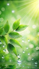 Wall Mural - Mysterious green foliage with water droplets on a soft abstract background