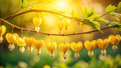 Wall Mural - Warm yellow heart flowers hanging from a branch