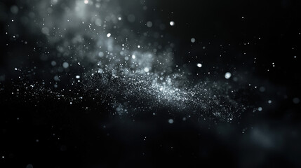 Wall Mural - A dark black background with particles or elements randomly drifting in space. 