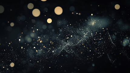 Wall Mural - A dark black background with particles or elements randomly drifting in space. 